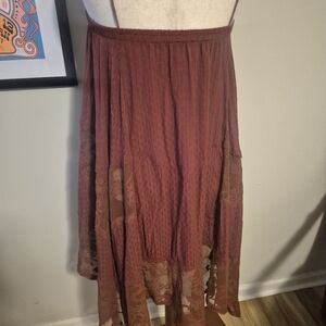 Free People NWT CONVERTIBLE Rust Brown Patchwork Skirt XL Sold Out